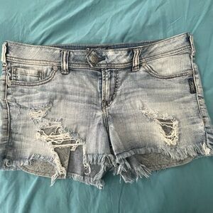 Silver Trinity Distressed Denim Cutoff Shorts